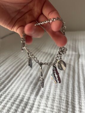 Vintage Disney Silver Link Charm Bracelet w/ Clip-On Charms, Minnie, Castle etc.